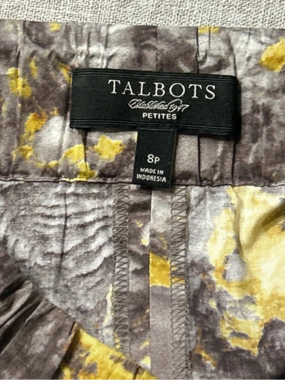 Talbots Gray and Yellow Floral-Print Mini Skirt